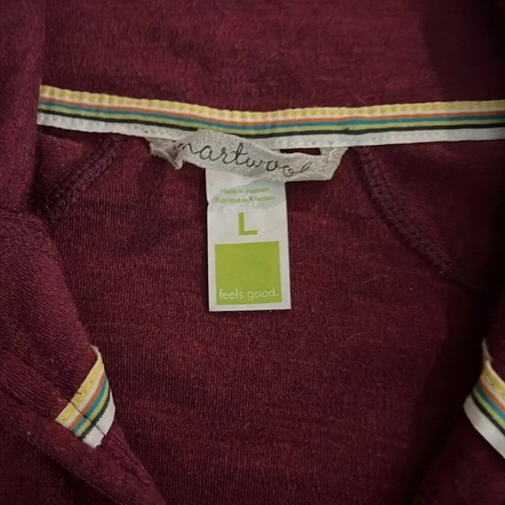 [L]SmartWool Burgundy LS Merino Wool 1/4 Zip Sweater Base Layer - Picture 5 of 8